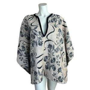 NEW Vintage Sugar Street Weavers Poncho L Tapestry Floral Cape Sweater Knit